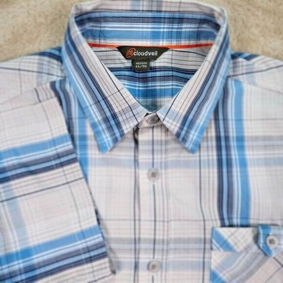 Cloudveil Shirt Multicolor Plaid Short Sleeve Button-Down Mens XL Mountain Works - Picture 1 of 11